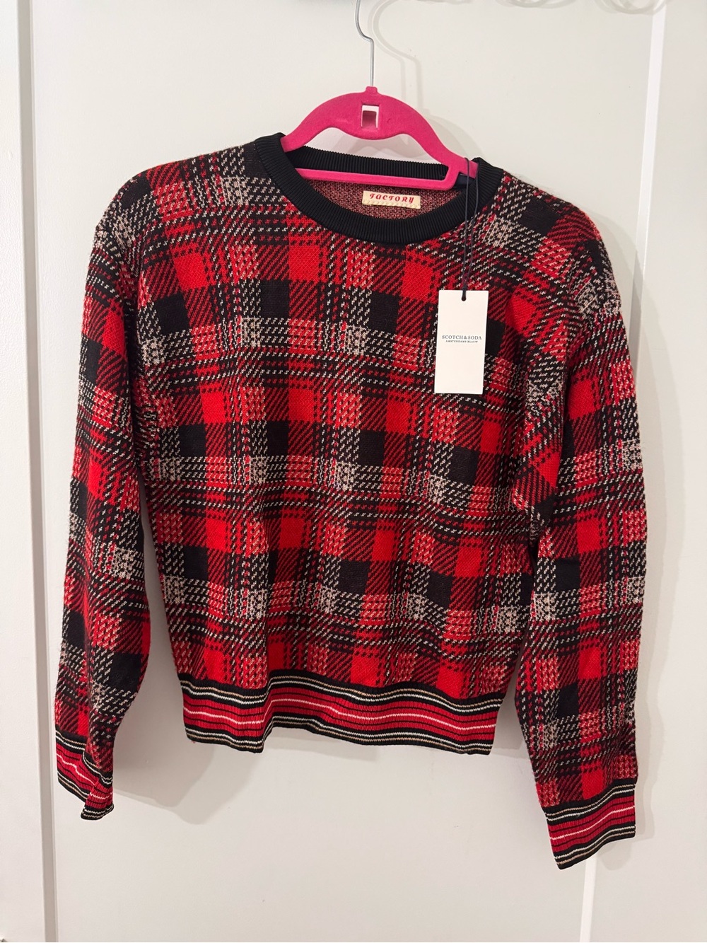 Scotch & Soda red plaid sweater